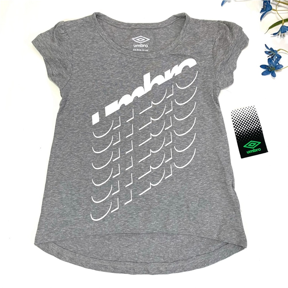 Umbro Girls Gray White Short Sleeve T-Shirt - Size XS (4/5) NWT